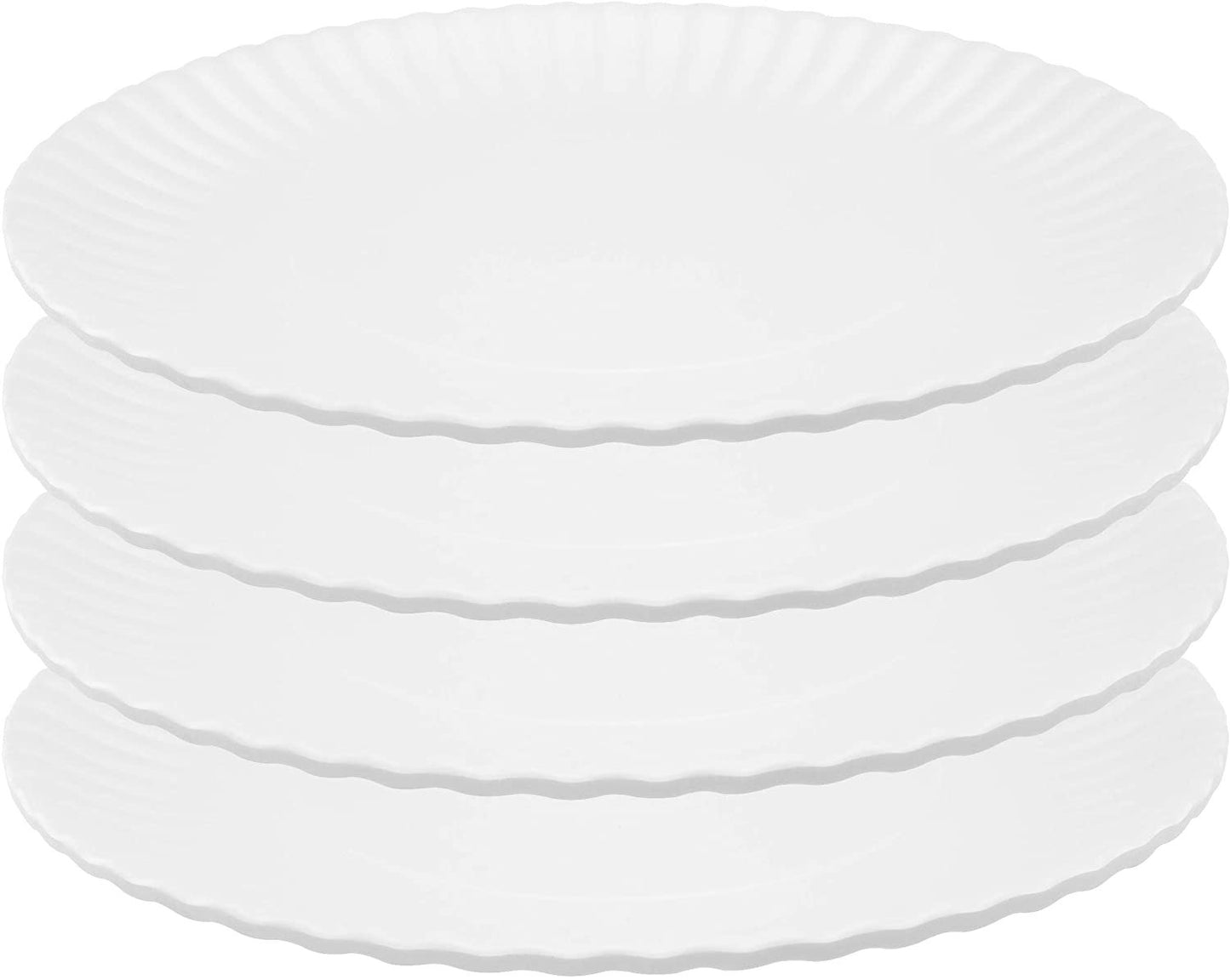 Reusable Paper White Dinner 9" Plates - Set of 4