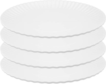 Reusable Paper White Dinner 9" Plates - Set of 4