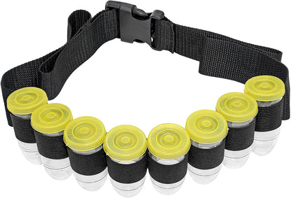 Shot Glass Ammo Belt: 8 Bullet Shaped Plastic Shot Glasses w/ Lids - Fairly Odd Novelties - Military Gag Gift