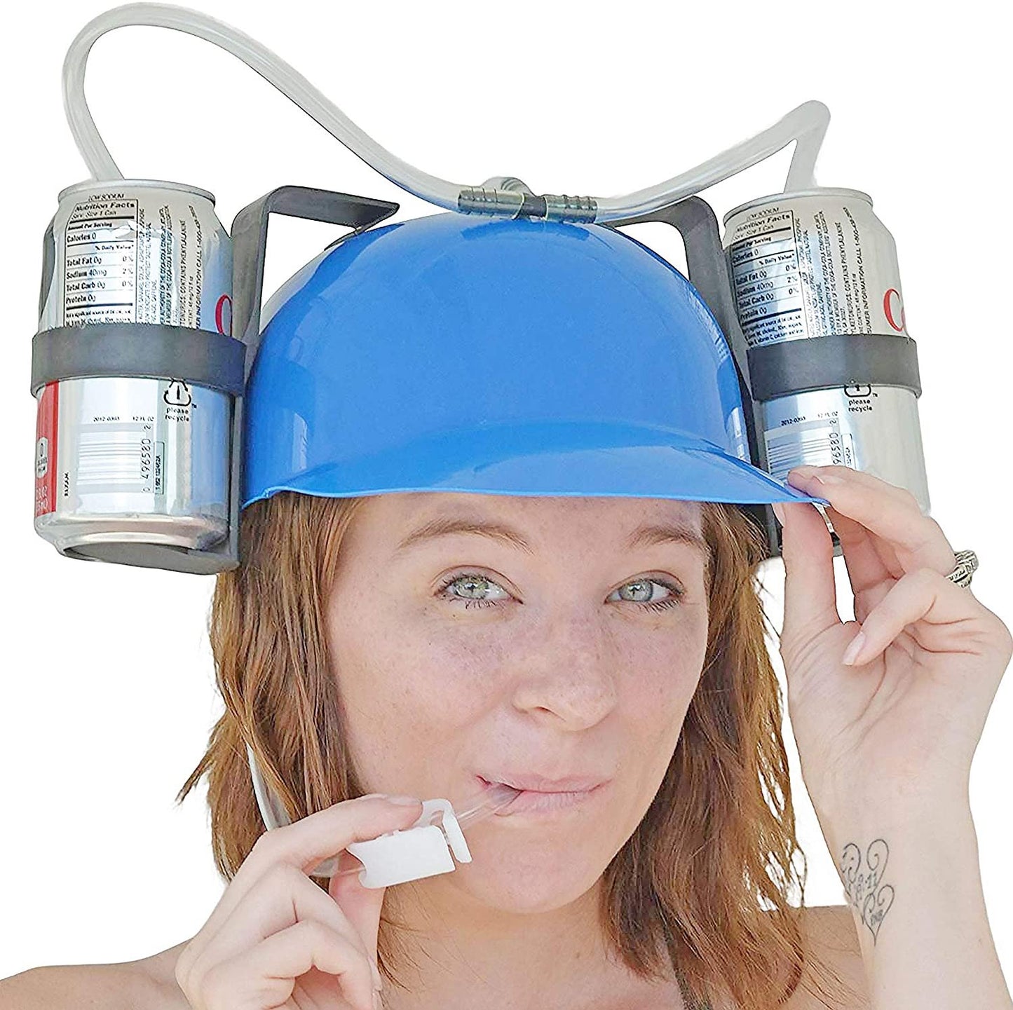 Beer and Soda Guzzler Helmet Blue