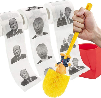 Donald Trump Bowl Brush w/Base Set of 3 Toilet Papers