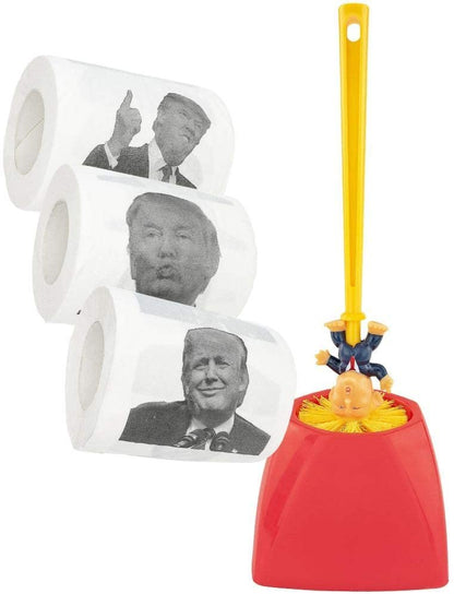 Donald Trump Bowl Brush w/Base Set of 3 Toilet Papers