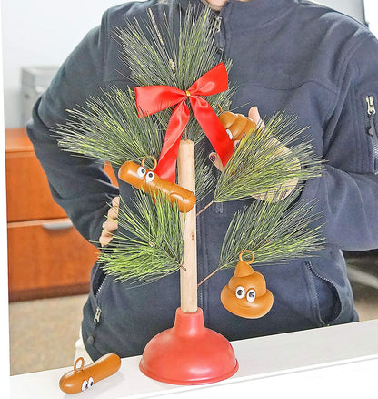 Toilet Ornament Redneck Plunger Tree