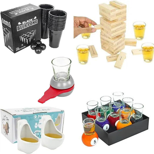 Fairly Odd Novelties Ultimate Party Bundle: Dunken Blocks Shot Glass Drinking Game, Beer Pong Set, Spinning Bottle Shot Glass, Urinal Shot Glasses, Billiards Pool Ball Shot Glasses