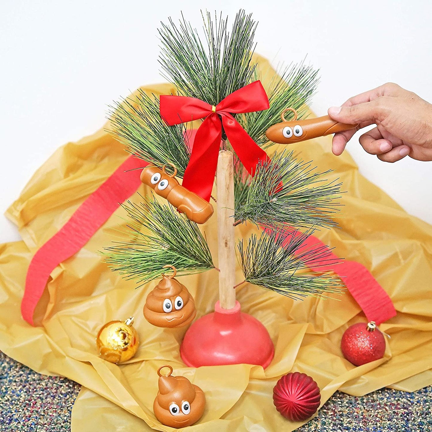 Toilet Ornament Redneck Plunger Tree