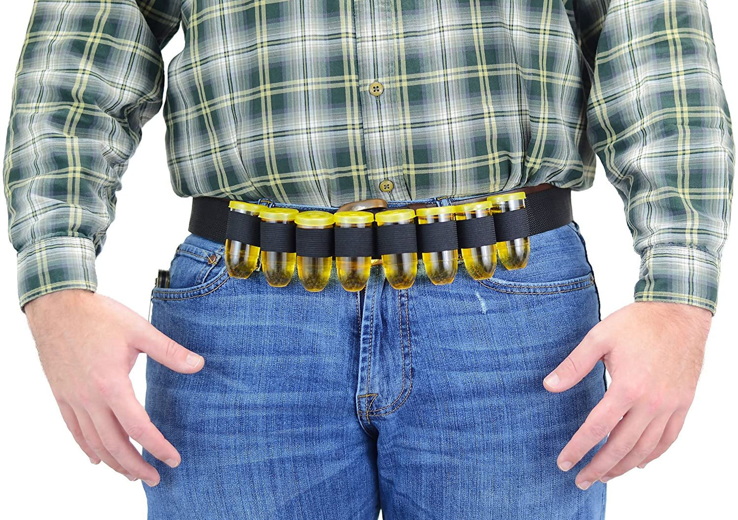 8 Bullet Shot Glasses Ammo Belt w/lids