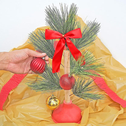 Toilet Ornament Redneck Plunger Tree