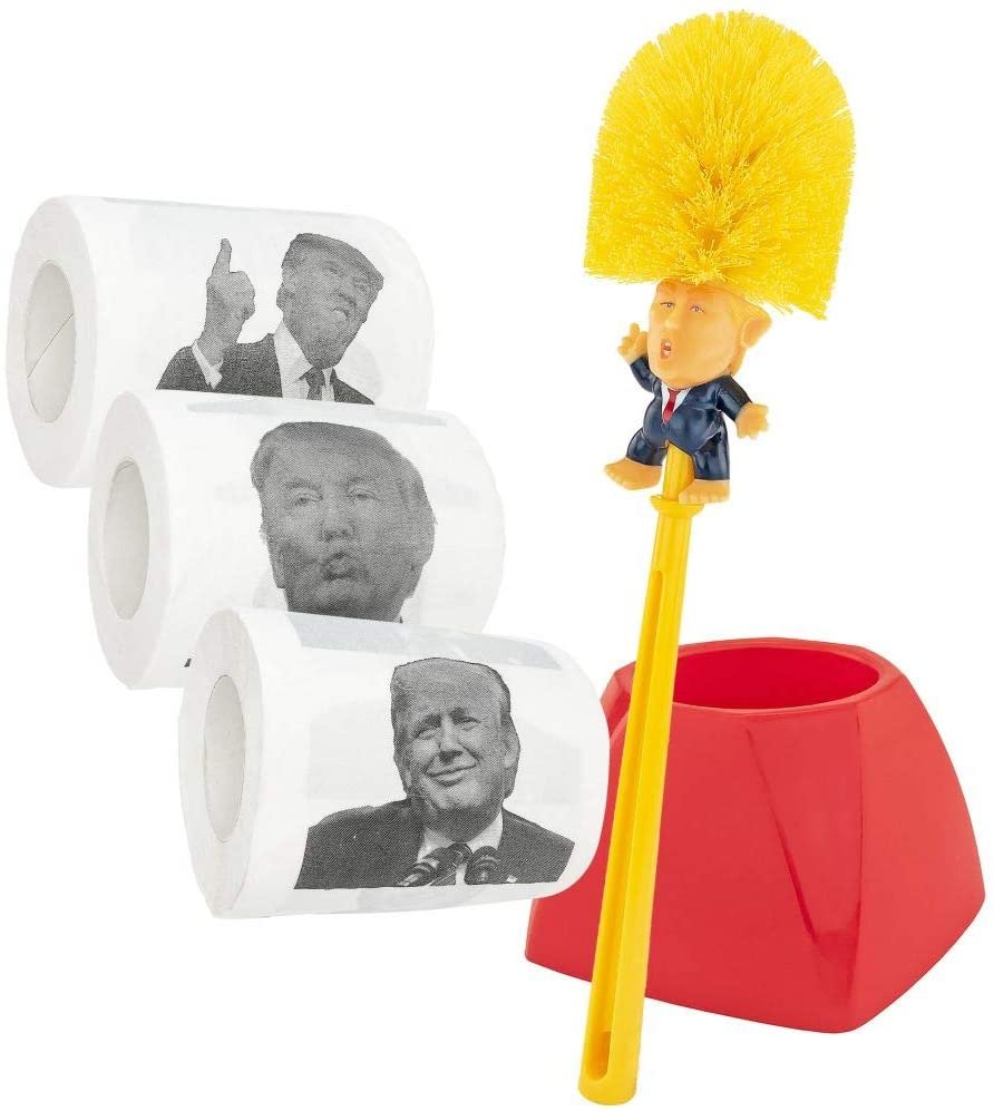 Donald Trump Bowl Brush w/Base Set of 3 Toilet Papers